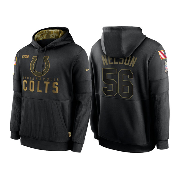 Men's Indianapolis Colts #56 Quenton Nelson 2020 Black Salute to Service Sideline Performance Pullover Hoodie